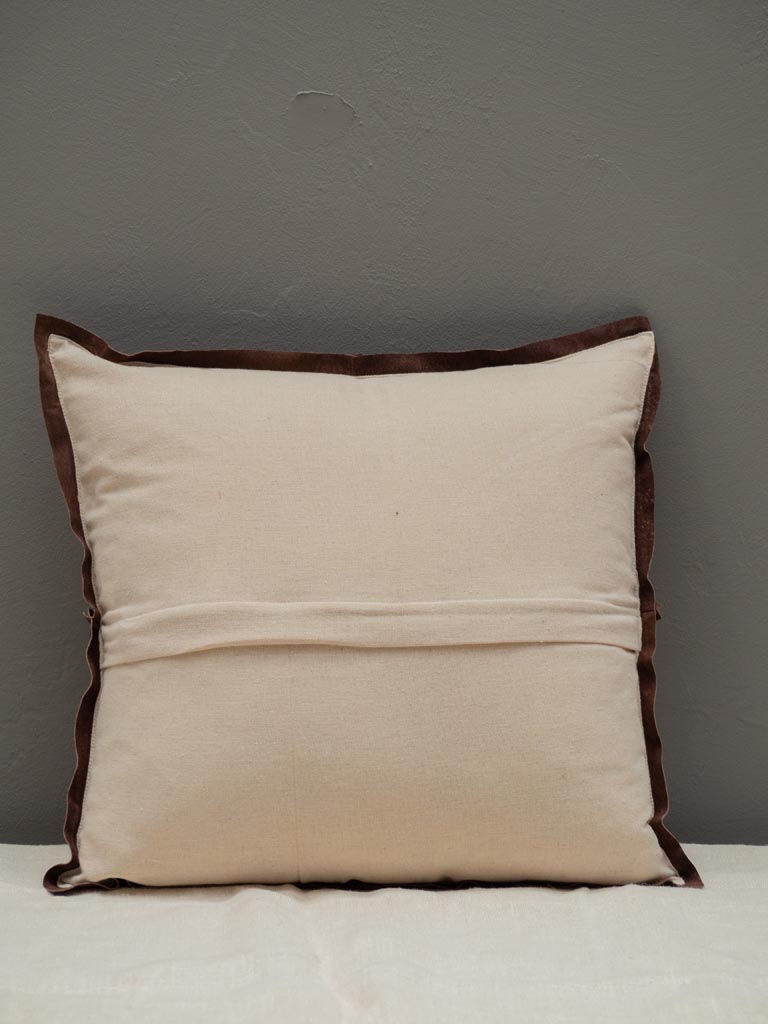 Brown leather cushion - 3