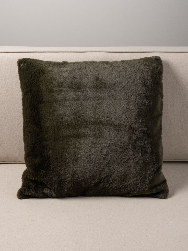 Green fake fur cushion - 1