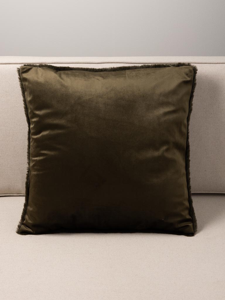 Coussin fausse fourrure verte - 3