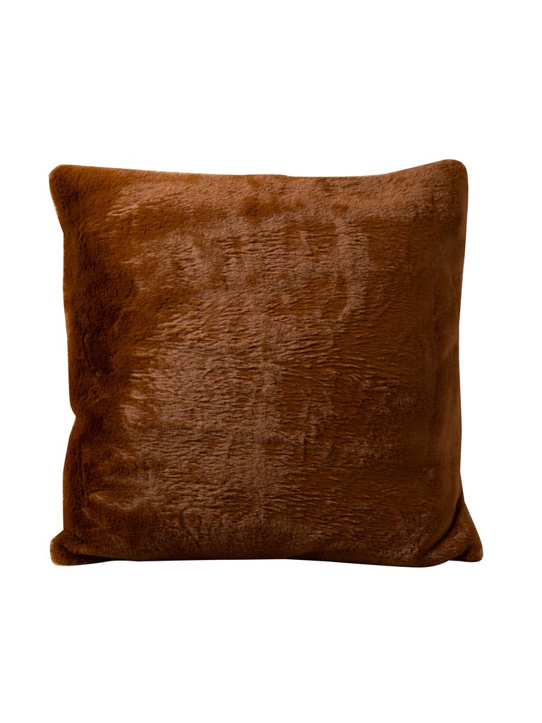 Coussin fausse fourrure orange - 2