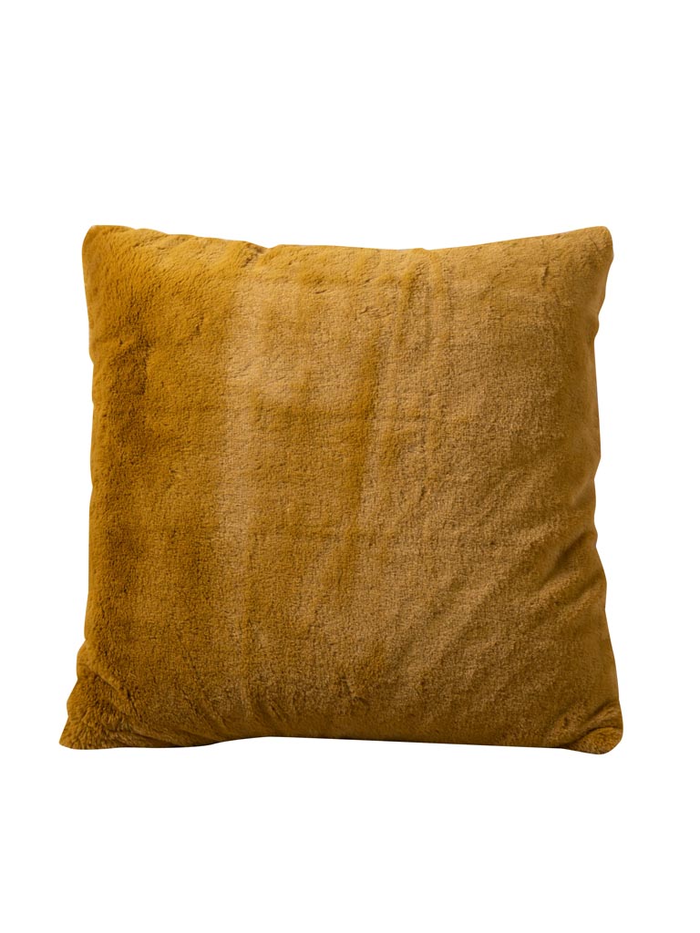 Coussin fausse fourrure ocre - 2