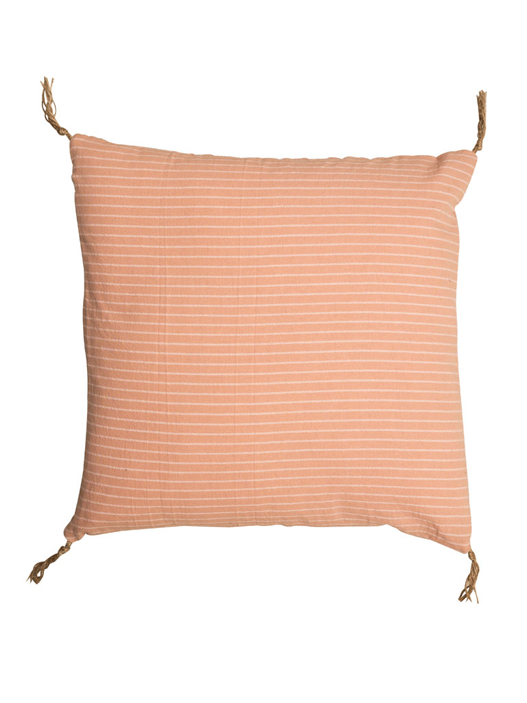 Coussin rose pâle et pompons jute (Abat-jour inclus) - 2