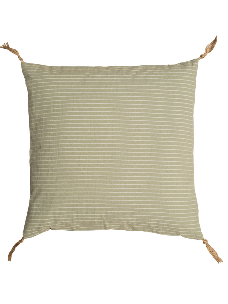 Light green cushion with jute - 2