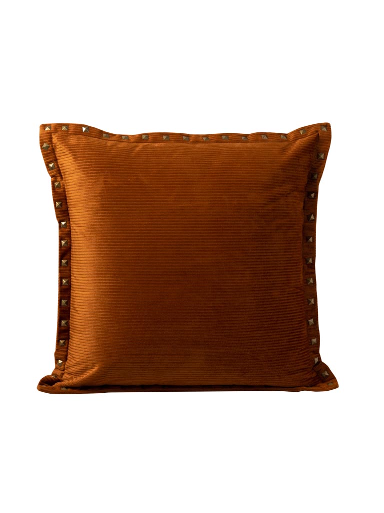 Rust corduroy cushion with studs - 2
