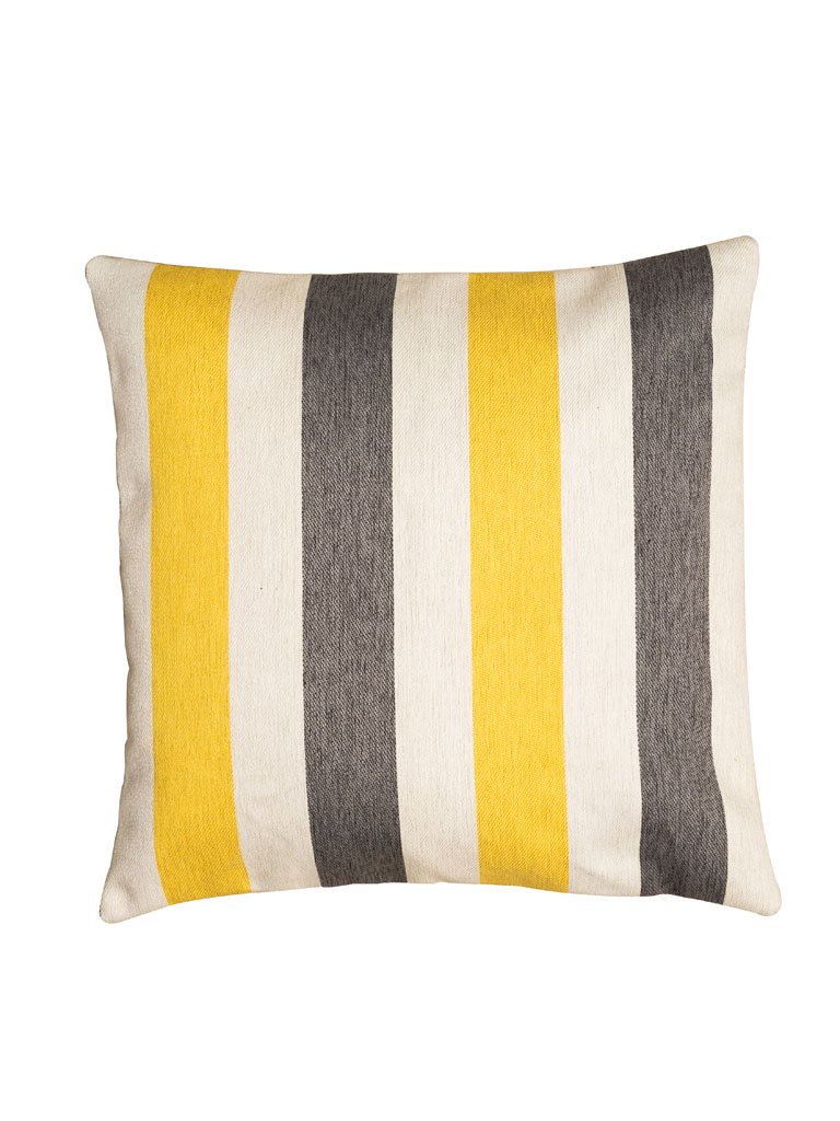 Coussin ligné jaune et gris - 2