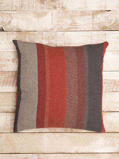 Cushion with red and grey layers