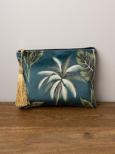 Palm tree pouch with gold pompom
