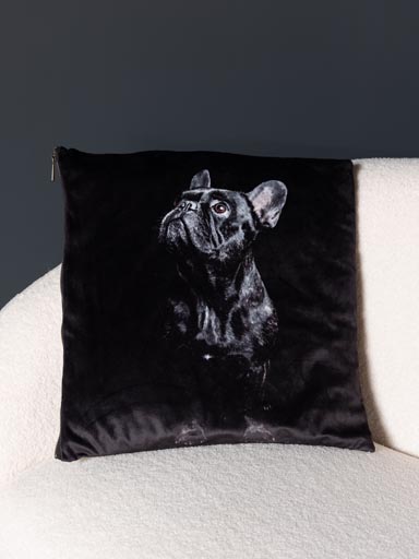 Coussin bouledogue français noir