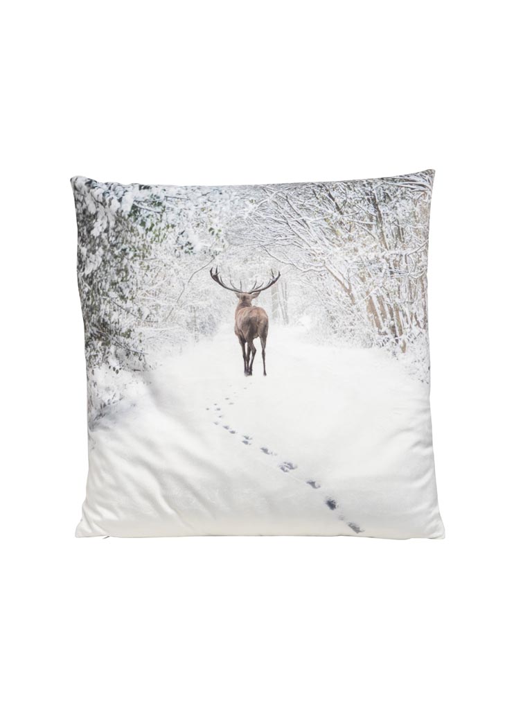 Coussin cerf paysage enneigé - 2