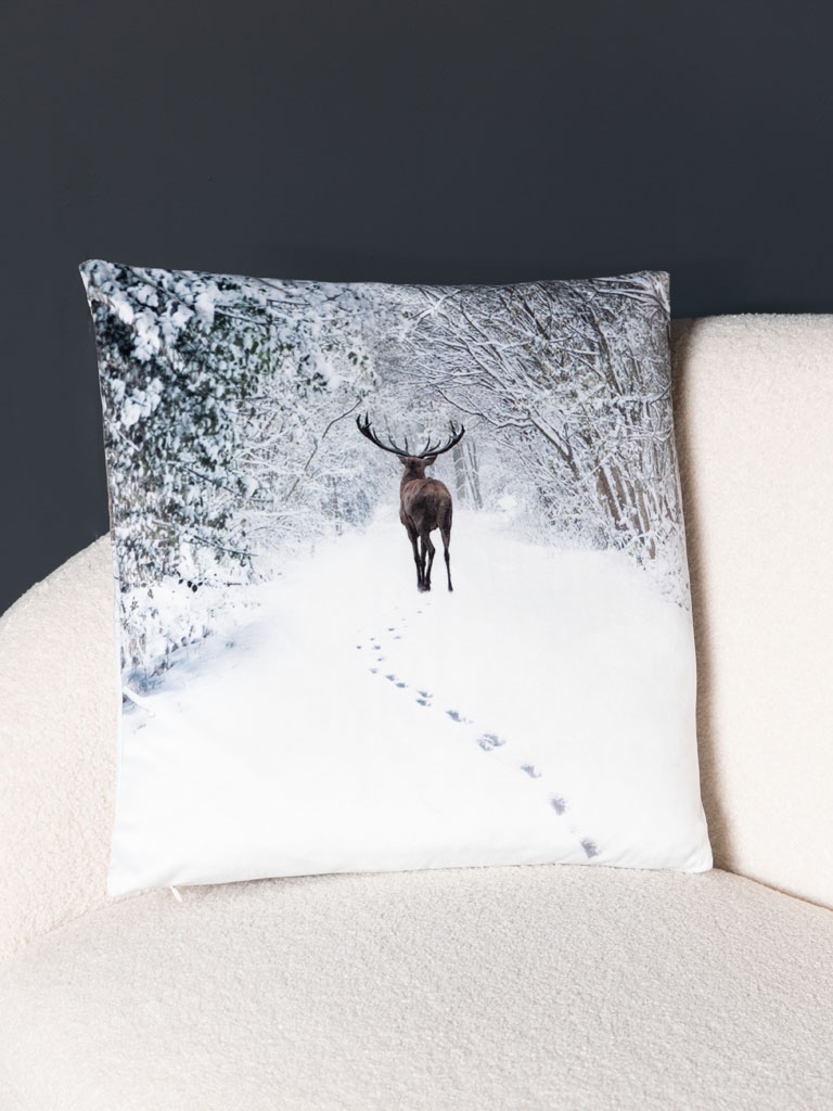 Coussin cerf paysage enneigé - 1