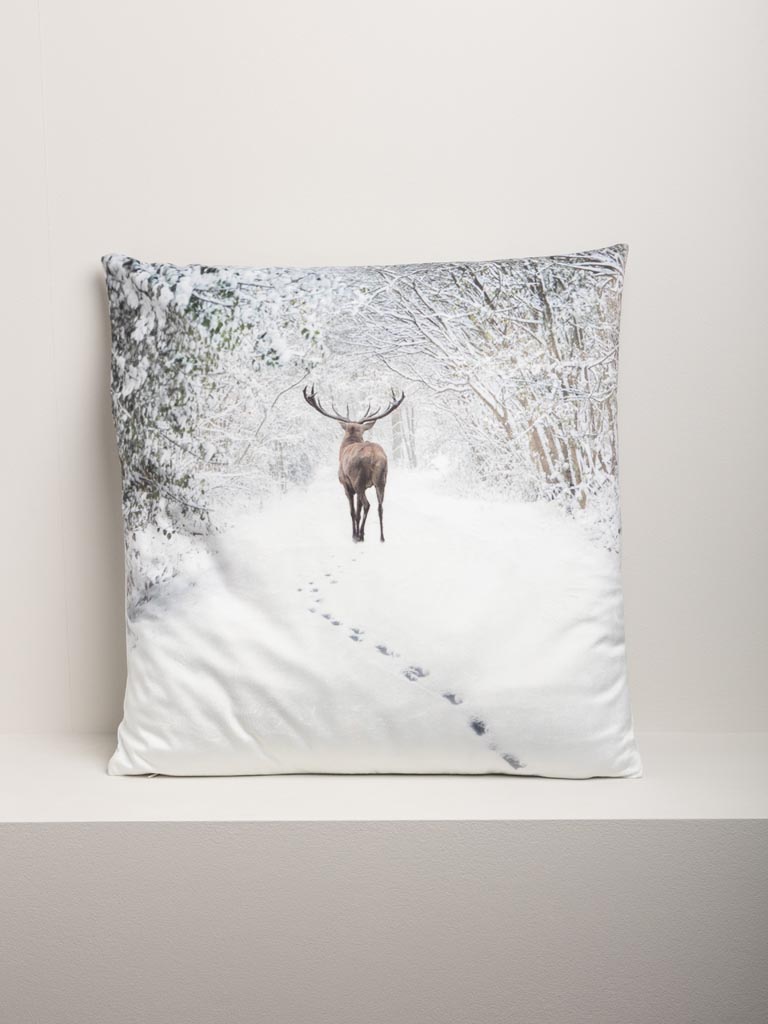 Coussin cerf paysage enneigé - 3