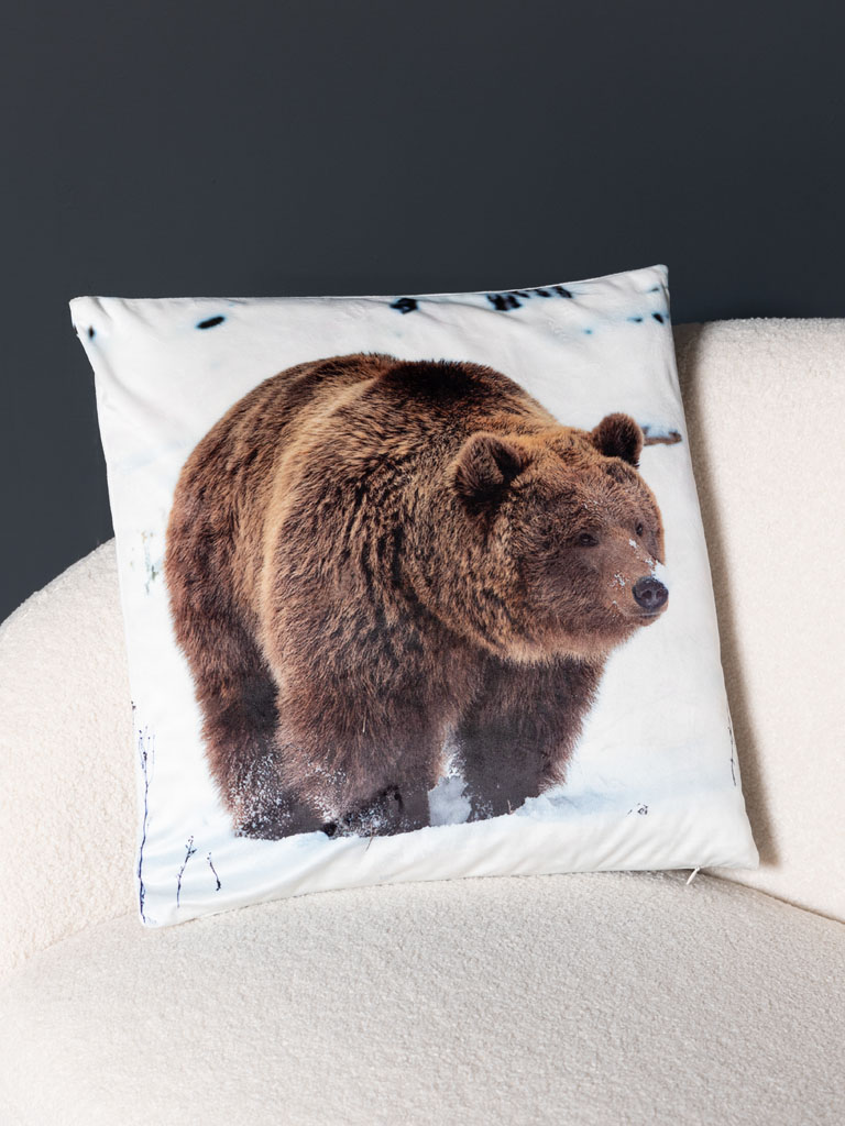 Coussin ours dans paysage enneigé - 1