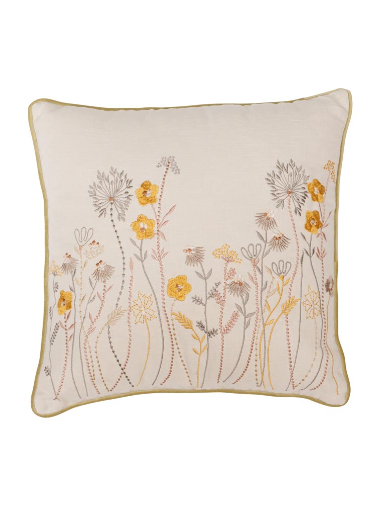 Embroidered cushion flowers bucolic - 2