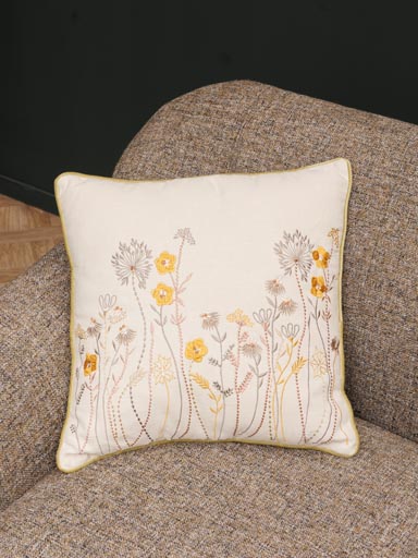 Embroidered cushion flowers bucolic