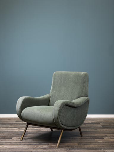 Fauteuil gros velours côtelé vert Albert