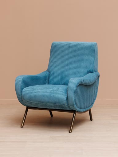 Fauteuil bleu paon Colbert