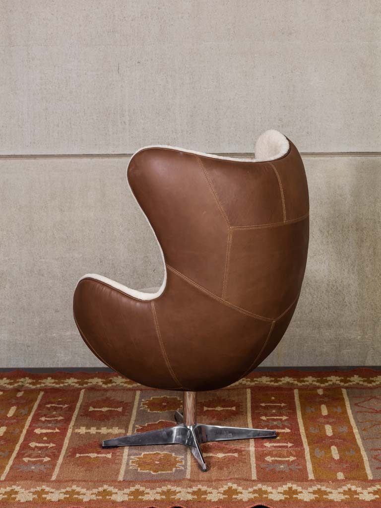 Eggchair white and brown Tenzing - 12