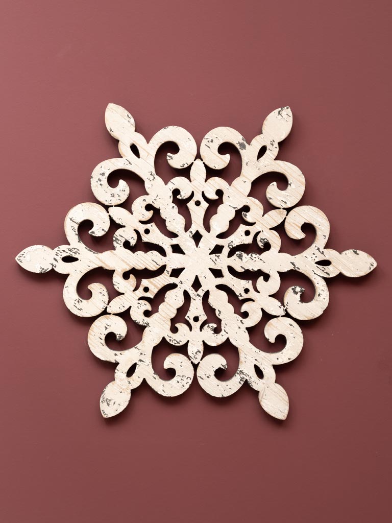 Wall deco snowflake white patina - 1