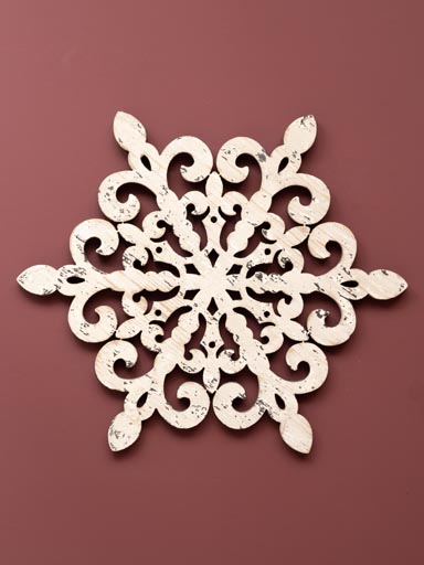 Wall deco snowflake white patina