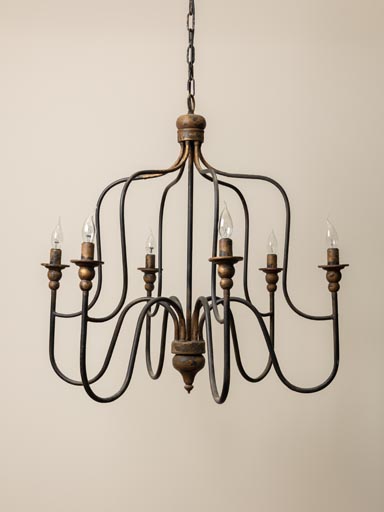 Hanging chandelier Aurèle black & antique gold