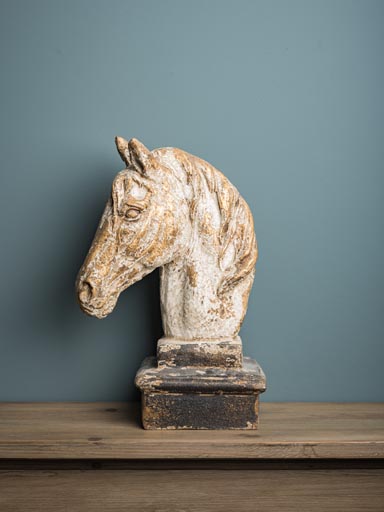 Stoneware horse head antique gold patina