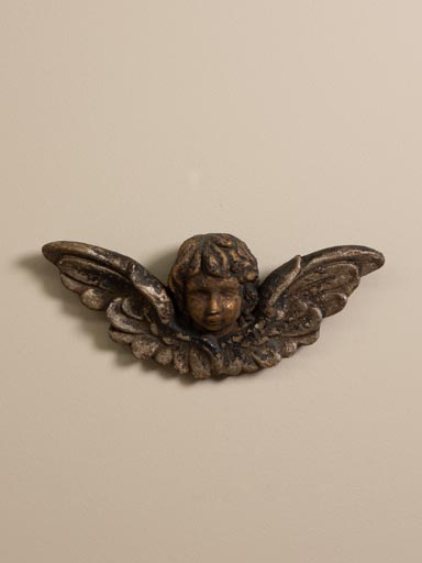 Stoneware angel antique black & gold patina