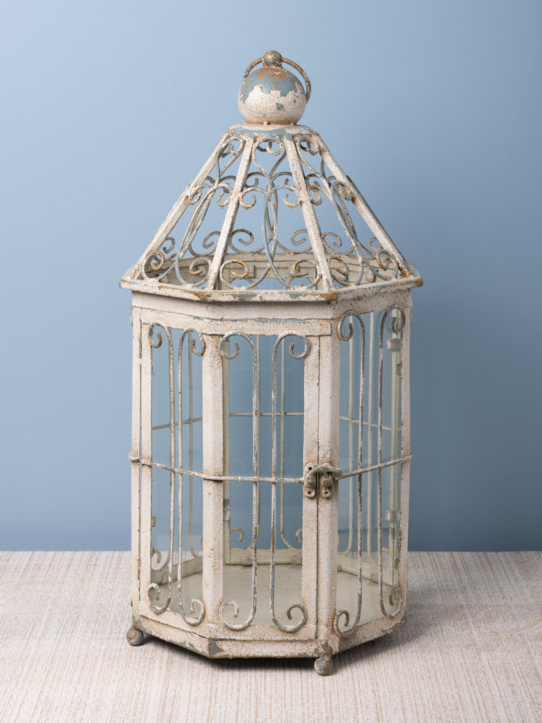 White patina iron lantern - 1