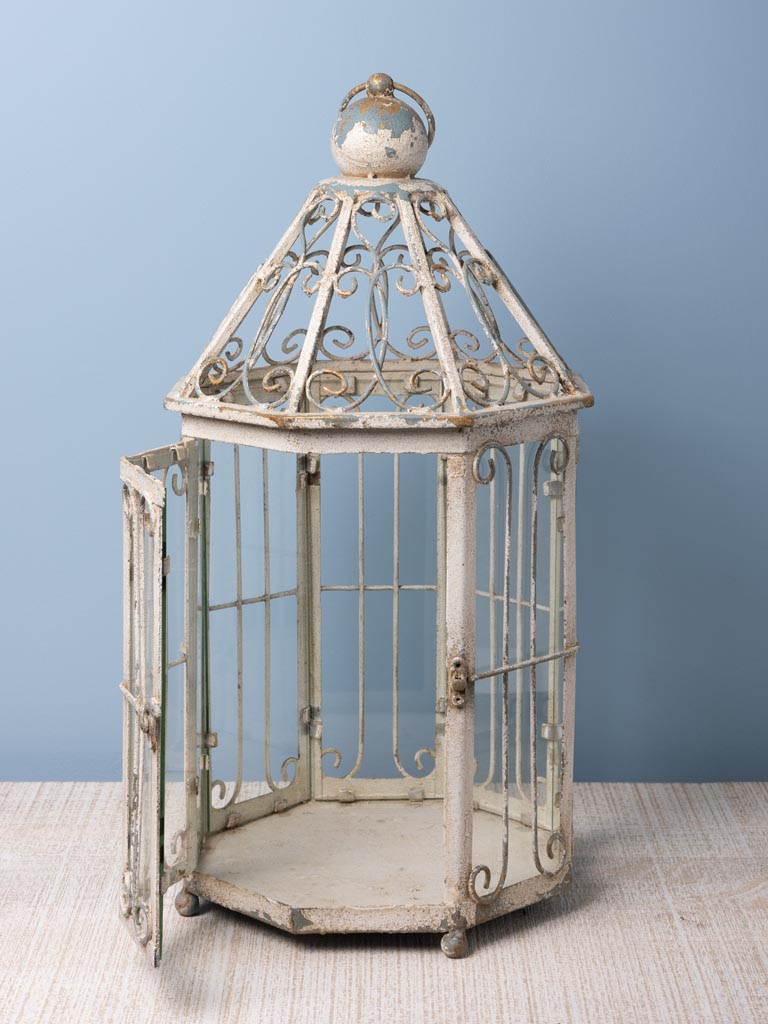 White patina iron lantern - 3