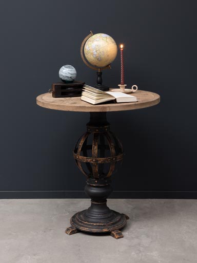 Side table black patina Atlas