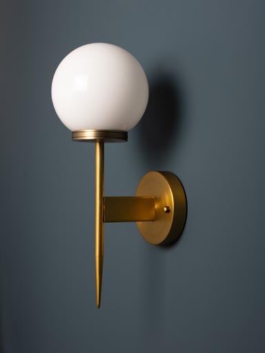 Wall sconce Ivana white glass & brass