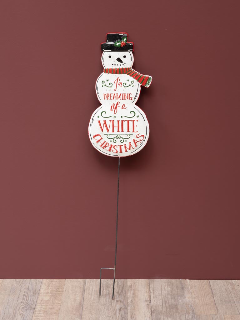 Garden sign Snowman White Christmas - 1