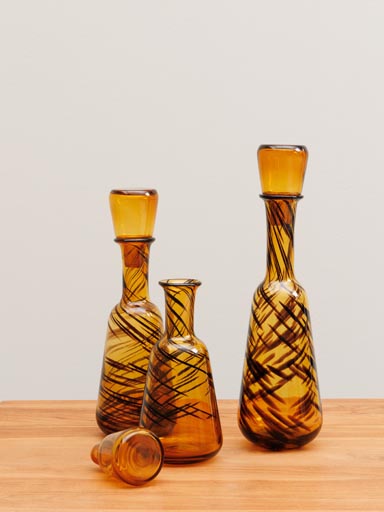 S/3 Bouteilles en verre Ambrosia