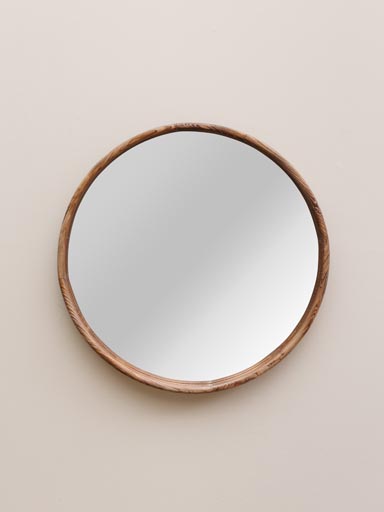 Wooden round mirror Thadeus