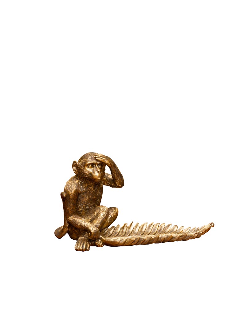 Trinket tray golden monkey with leaf - 2