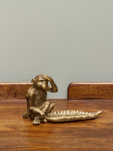 Trinket tray golden monkey with leaf