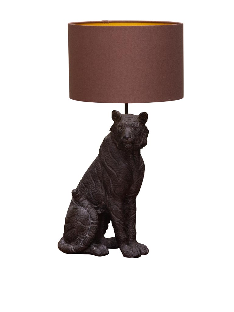 Seated tiger lamp with shade - 2