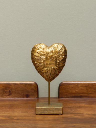Golden heart on stand AMOUR
