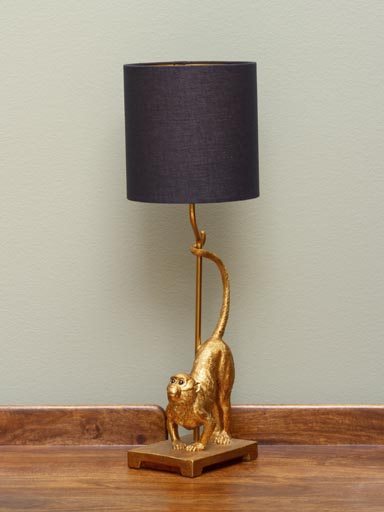 Table lamp gold playing monkey