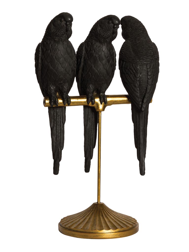 Black parrots on golden stand - 2