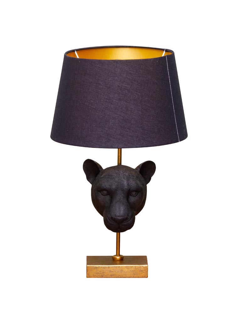 Black tiger lamp on golden stand with shade - 2