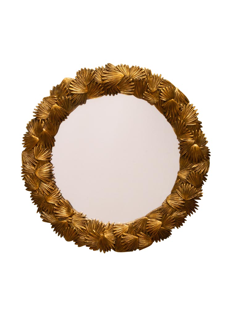 Round mirror golden palm leaves - 2