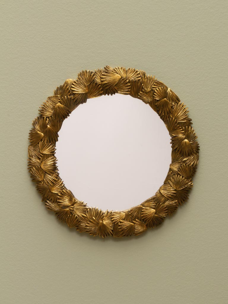 Round mirror golden palm leaves - 1
