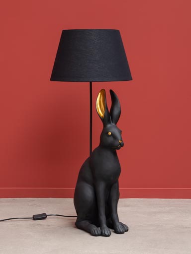 Black & gold rabbit lamp with black shade