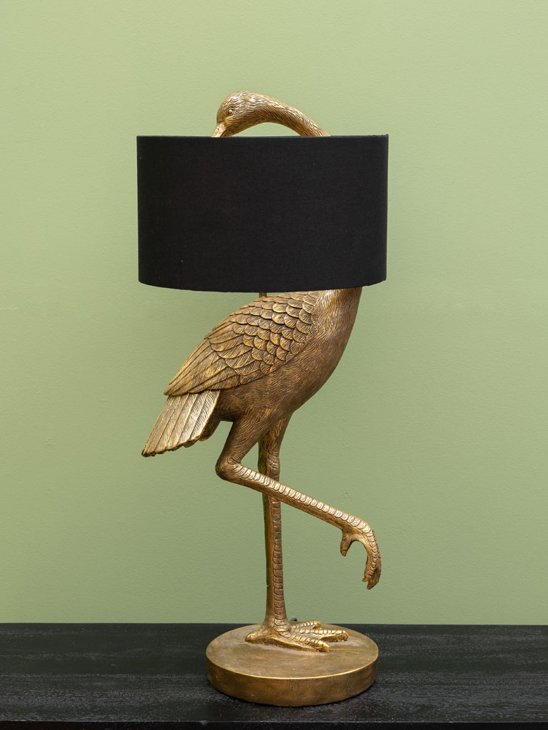 Golden bird lamp with blue shade - 3