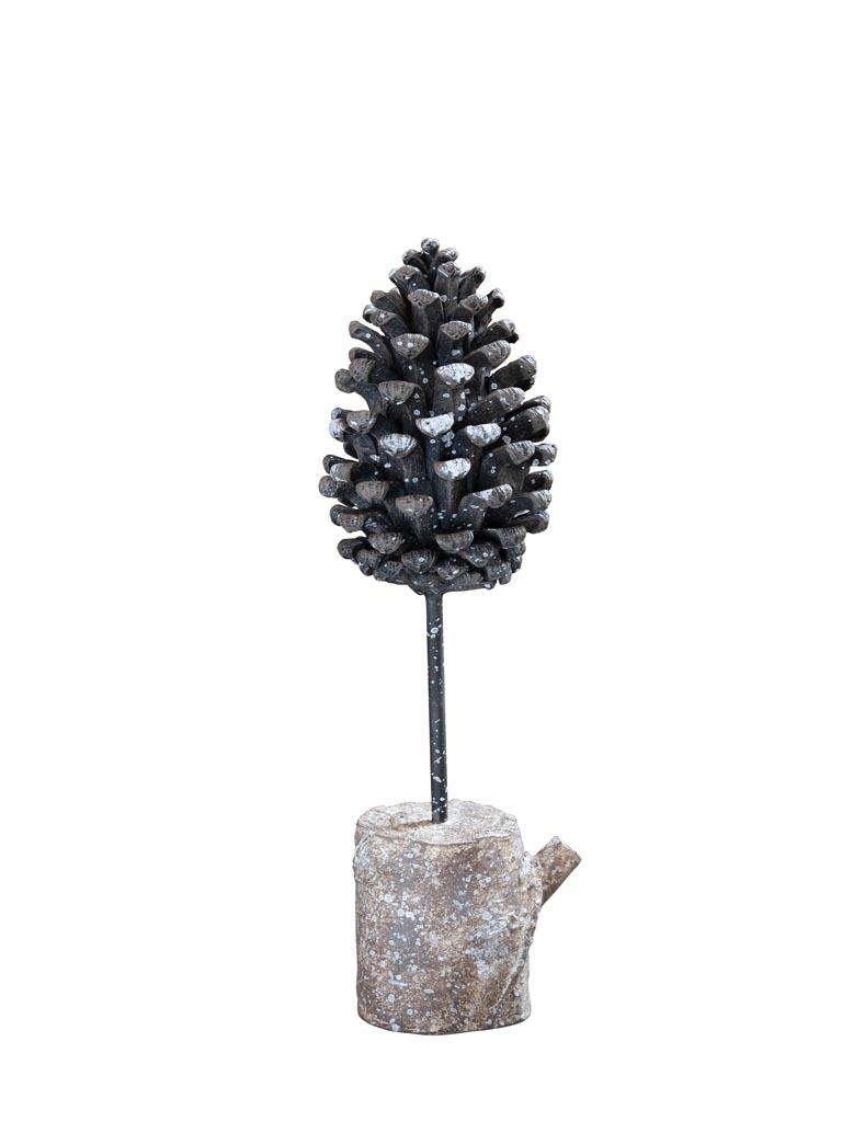 Pinecone on resin log - 2