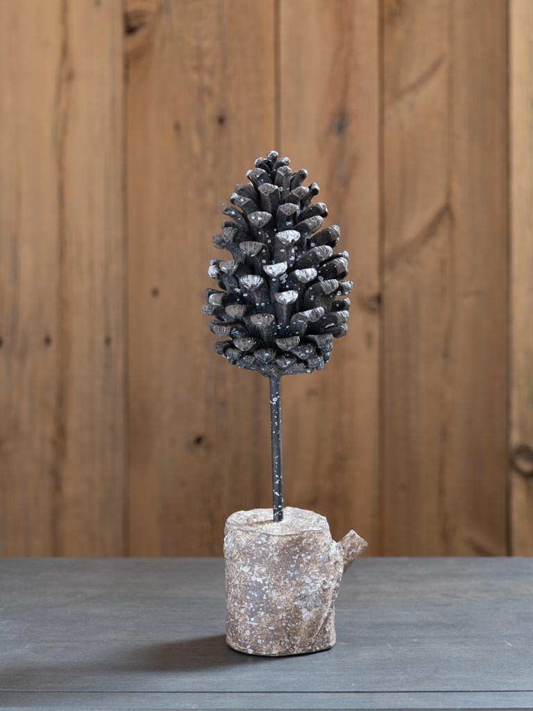 Pinecone on resin log - 1