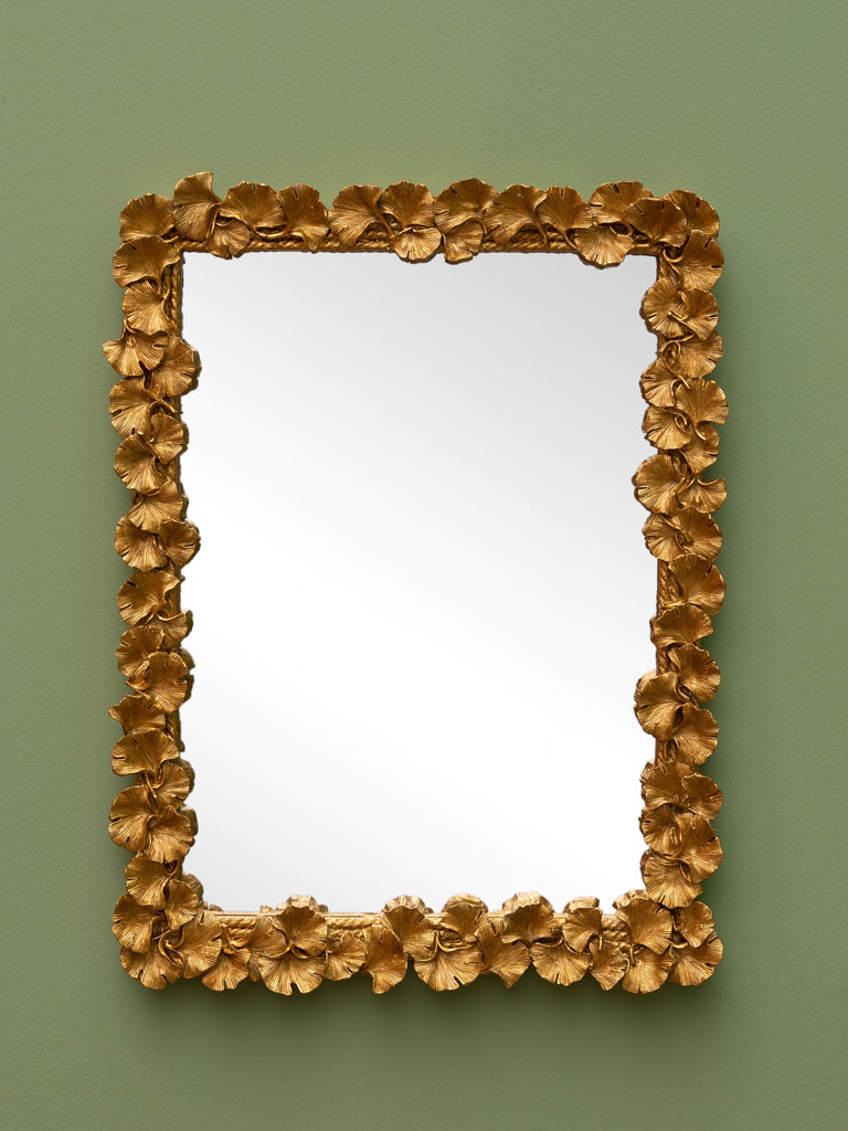 Miroir doré fleurs de Gingko - 1