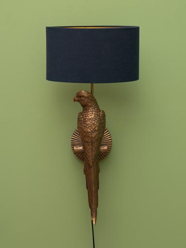 Parrot wall sconce with blue shade