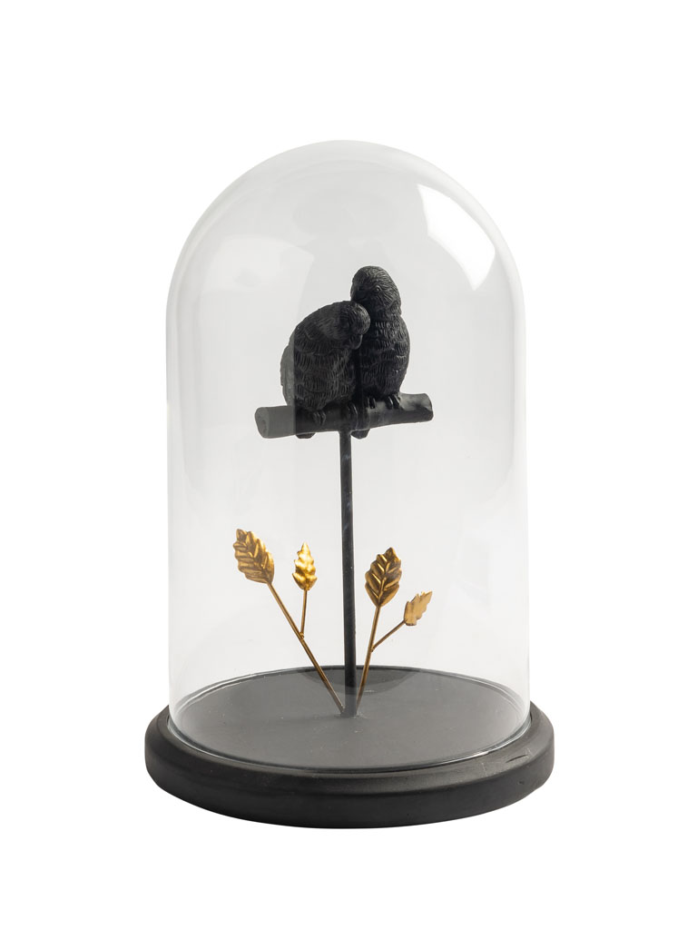 Glass dome with black birds - 2