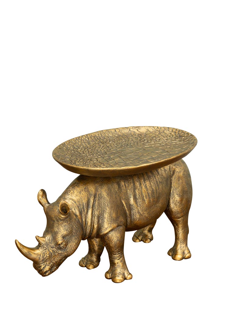 Antique gold rhinoceros with tray - 2